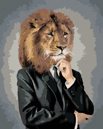 Malování podle čísel - LEV V OBLEČENÍ - 40x50 cm, bez rámu a bez vypnutí plátna