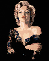 Malování podle čísel - MARILYN V ČERNÝCH ŠATECH - 40x50 cm, bez rámu a bez vypnutí plátna