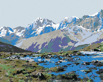 Malování podle čísel - POTOK V HORÁCH - 80x100 cm, bez rámu a bez vypnutí plátna