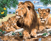 Malování podle čísel - LEV A LVICE S LVÍČATY (HOWARD ROBINSON) - 80x100 cm, vypnuté plátno na rám