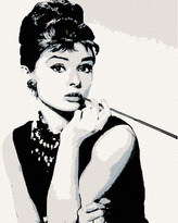 Malování podle čísel - AUDREY HEPBURN ČERNOBÍLÁ - 40x50 cm, bez rámu a bez vypnutí plátna