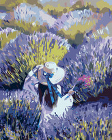 Malování podle čísel - ŽENA UPROSTŘED LEVANDULOVÉHO POLE - 80x100 cm, vypnuté plátno na rám