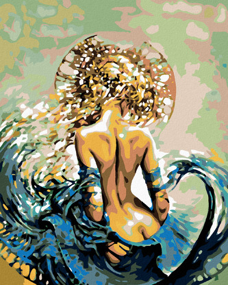 Malování podle čísel - ŽENA VE VLNÁCH - 40x50 cm, bez rámu a bez vypnutí plátna