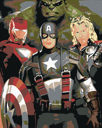 Malování podle čísel - AVENGERS - 80x100 cm, bez rámu a bez vypnutí plátna