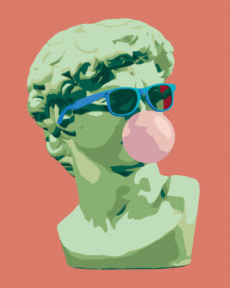 Malování podle čísel - ANTICKÁ SOCHA S BUBLINOU - 80x100 cm, vypnuté plátno na rám