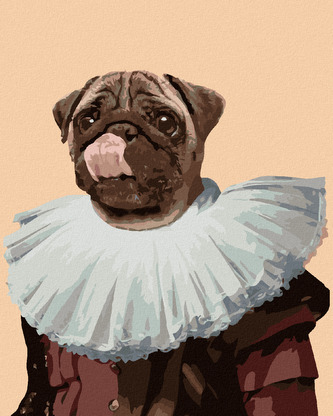 Malování podle čísel - KRÁLOVSKÝ PES - MOPS - 40x50 cm, vypnuté plátno na rám