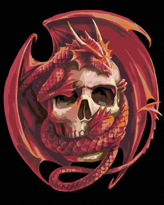 Malování podle čísel - LEBKA S DRAKEM - 80x100 cm, vypnuté plátno na rám