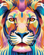 Malování podle čísel - BAREVNÝ LEV S UPŘENÝM POHLEDEM - 80x100 cm, bez rámu a bez vypnutí plátna