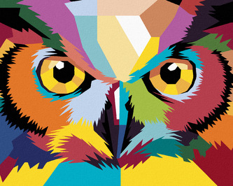 Malování podle čísel - POP ART SOVA - 80x100 cm, bez rámu a bez vypnutí plátna