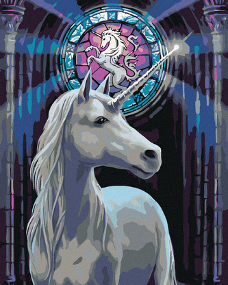 Malování podle čísel - BÍLÝ JEDNOROŽEC - 40x50 cm, bez rámu a bez vypnutí plátna