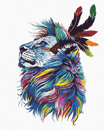 Malování podle čísel - LEV S ČELENKOU - 40x50 cm, vypnuté plátno na rám