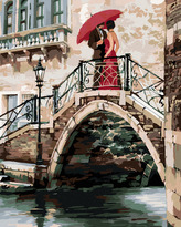 Malování podle čísel - PÁR NA MOSTĚ V BENÁTKÁCH (RICHARD MACNEIL) - 80x100 cm, vypnuté plátno na rám