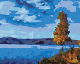Malování podle čísel - JEZERO S MODROU OBLOHOU - 80x100 cm, bez rámu a bez vypnutí plátna