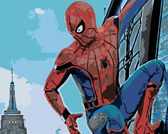 Malování podle čísel - SPIDERMAN VE MĚSTĚ - 40x50 cm, bez rámu a bez vypnutí plátna