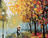 Malování podle čísel - PODZIMNÍ DÉŠŤ - 80x100 cm, vypnuté plátno na rám