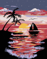 Malování podle čísel - PLACHETNICE V ODLIVU - 80x100 cm, vypnuté plátno na rám