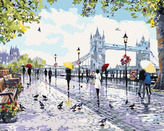 Malování podle čísel -  LIDÉ U TOWER BRIDGE (RICHARD MACNEIL) - 80x100 cm, vypnuté plátno na rám