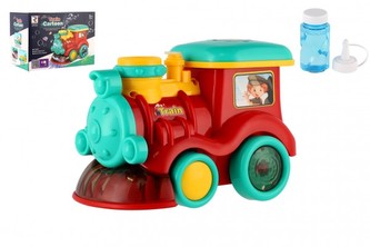 Lokomotiva/Vláček s bublifukem plast 18cm na baterie se zvukem se světlem v krabičce 19x13x11cm