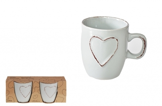Hrnek Srdce sada 2ks, modro- zelený
