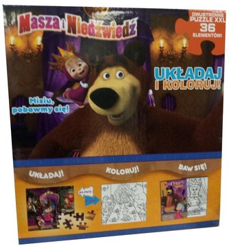 Masza i niedźwiedź Układaj i kolorujjMisiu, pobawmy się!
