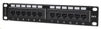 Intellinet Patch Panel, 10", Cat6, 12-Port, UTP, 1U, černý