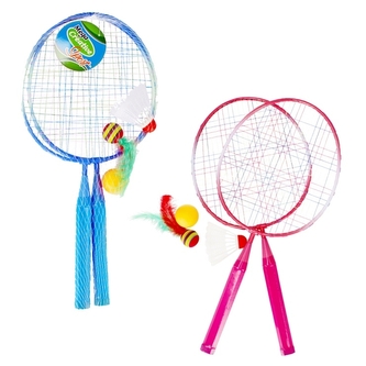 Badmintonová sada - kovové rakety, košík, míček, pírko