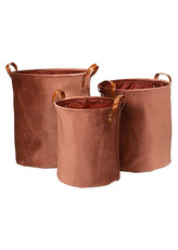 Koš na špinavé prádlo, v bordó barvě. Sada 3ks. Samet.