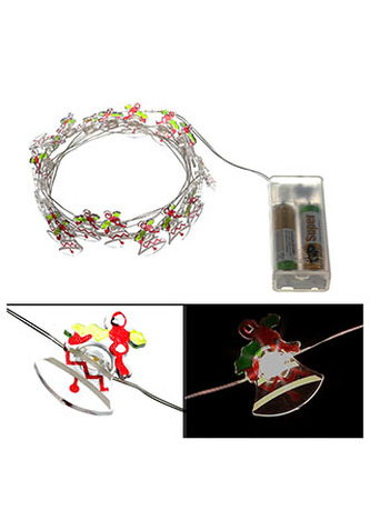 Řetěz s LED světýlky - Vánoční zvonečky - 2m