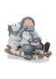 Holčička na sáňkách s ledním medvědem, vánoční dekorace, magnéziová keramika