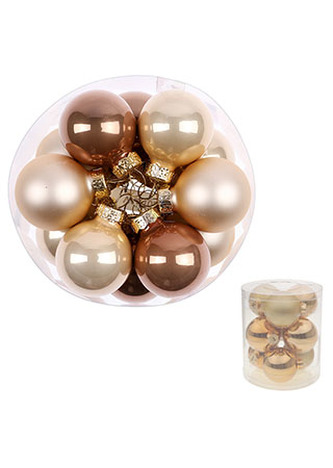 Ozdoby skleněné, karamelovo-krémové barvy, pr.7cm, cena za 1 balení(9ks)