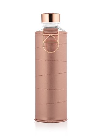 EQUA Mismatch Bronze 750 ml designová luxusní ekologická skleněná lahev na pití s obalem z umělé kůže