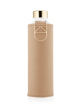 EQUA Mismatch Sienna 750 ml designová luxusní ekologická skleněná lahev na pití s obalem z umělé kůže