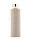 EQUA Mismatch Beige 750 ml designová luxusní ekologická skleněná lahev na pití s obalem z umělé kůže