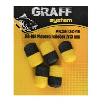 Graff: Zig-Rig Plovoucí váleček 7x13mm Žlutá/Černá 5ks