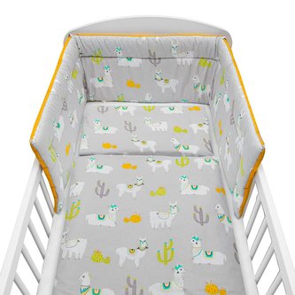 3-dílné ložní povlečení New Baby 90/120 cm lama šedo-hořčicové
