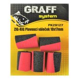 Graff: Zig-Rig Plovoucí váleček 10x17mm Černá/Červená 5ks