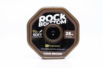 RIDGEMONKEY: Šňůrka RM-Tec Rock Bottom Tungsten Coated Soft 25lb 10m Camo Brown