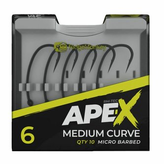 RIDGEMONKEY: Háček Ape-X Medium Curve Barbed Velikost 4 10ks