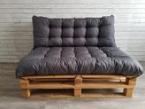 Paletové prošívané sezení PIETRO SET - sedák 120x80 cm, opěrka 120x40 cm, barva antracit, Mybesthome