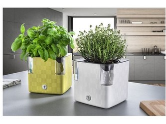 květináč COBBLE samozavl. dekorativní 14x14cm ledově BÍ