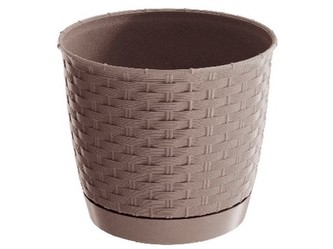 květináč RATOLLA ROUND 22 v.19,5cm,4,2l,BÉŽ tm. (7529U) s miskou