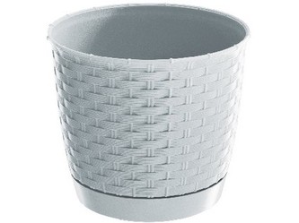 květináč RATOLLA ROUND 22 v.19,5cm,4,2l,BÍ (S449) s miskou