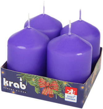 Svíčka adventní válec 40x60 mm - fialová (4ks)