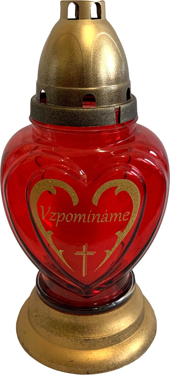 Svíčka sklo lampa srdce Vzpomínáme - mix červená/bílá