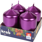 Svíčka adventní válec 40x60 mm - metalická fialová (4ks)