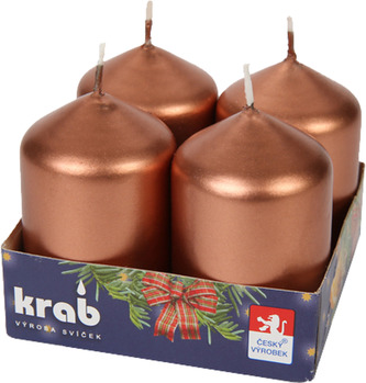 Svíčka adventní válec 40x60 mm - metalická měděná (4ks)