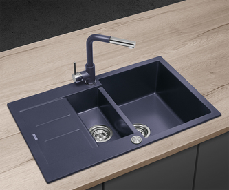 DG205C60dg Dřez granitový s vaničkou a odkapem Cubis TMAVĚ ŠEDÝ
