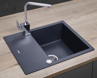 DG05C45dg Dřez granitový s odkapem Cubis TMAVĚ ŠEDÝ