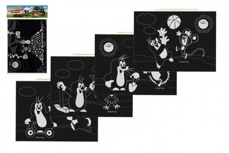 Škrabací/Vyškrabovací obrázek Krtek A4 mix druhů 19x26cm v sáčku