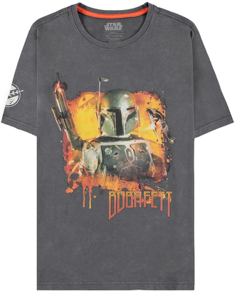 Pánské tričko Star Wars|Hvězdné války: Boba Fett Acid Wash (S) šedá bavlna